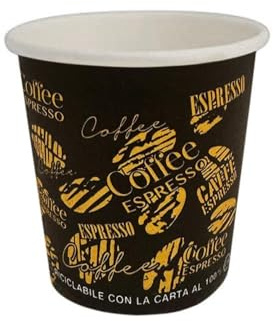 PALUPLUS 1600 Bicchieri in Carta per Caffè da 90ml NERO Grafica Chicco Caffè (3 oz) Bicchierini in cartoncino biodegradabile per bevande calde e fredde -F3,5