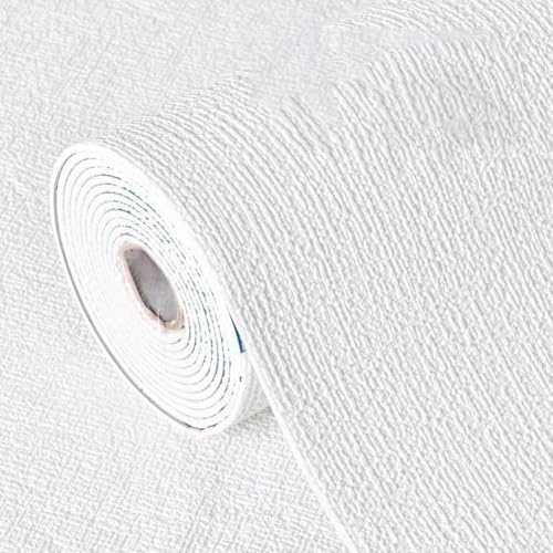 Eawfgtuw Self-Adhesive Wallpaper Roll Noise-Reducing Thermal Insulating Wall Covering No Fading Stain-Resistant Home Decor(White)