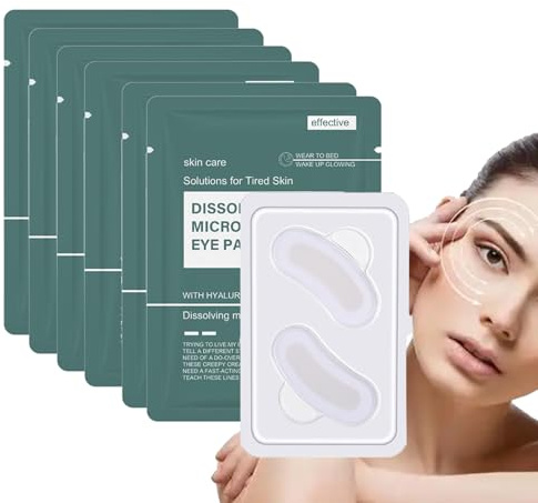 6 Paar Dissolving Microneedle Eye Patches, Dissolving Microneedle Augenmaske mit Hyaluronsäure & Peptiden, Zur Augenringe Entfernen,Mindern Falten Und Schwellungen (6 Paar)