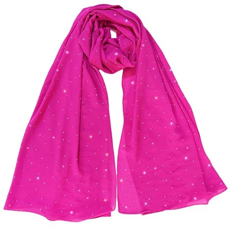 Lina & Lily Damen Schal Kopftuch Stola mit Strasssteinen aus Premium-Chiffon
