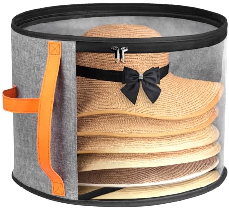 kushon Übergroße transparente Hut-Aufbewahrungsbox für Damen, Cowboyhut-Organizer für Schrank, breite Krempe, Huttasche mit Tragegriffen, Huttasche, Huttasche (grau)