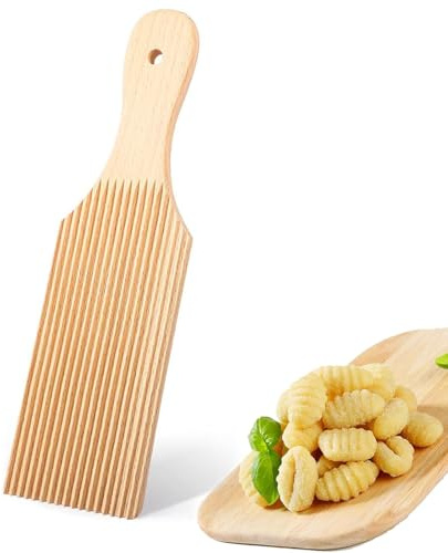 Gnocchi - Tabla de pasta con superficie de madera de haya, accesorio para hacer pasta pasta, para hacer fideos de gnocchi, macarrones y manteca fusil, para cocina, hogar, herramienta de pasta