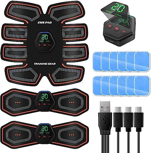 SOYOKO EMS Abdominal Belt Electrostimulation, Muscle Stimulator, Abdominal Belt Electrostimulation, Muscle Electrostimulator, Strengthen Abdominal Muscles,10Modes 20 Niveaux,Rechargeable