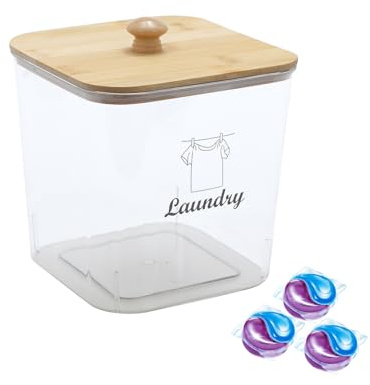 Xbopetda Conteneur de rangement pour dosettes de linge, boîtes de rangement avec couvercle à bouton, rangement de poudre à laver pour l'organisation et le rangement de la buanderie, bacs de rangement