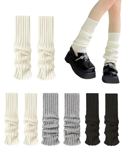 atnayo 4 Pairs Ribbed Knit Leg Warmers Ladie Kids, 80s Ladies Ribbed Knit Leg Warmer for Ankle