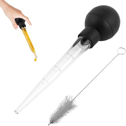 Turkey Baster, Baster for Cooking with Cleaning Brush, Large Pipette for Marinating Meats, Basting Syringe for Turkey Beef Pork, Kitchen Tool for BBQ and Holiday Cooking, Easy Clean Up ﻿