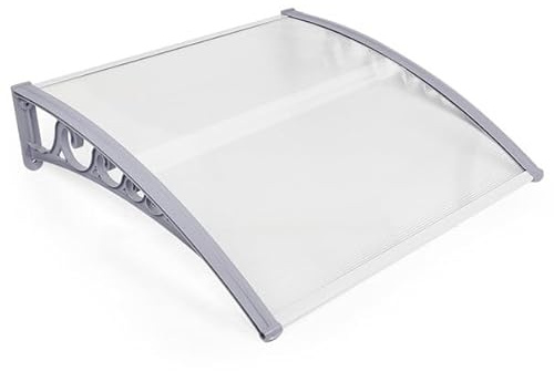 Belfoyer Auvent de Porte d’Entrée DIY, Marquise en Polycarbonate Creux 5 mm avec Support PP et Profilés Aluminium, Toit Abri Résistant Pluie, Neige et UV pour Porte, Fenêtre ou Terrasse(100 * 100cm)