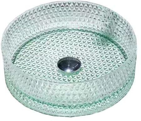 ZYCDP Glaswaschbecken Rund Für Badezimmer 360X360X112mm Aufsatzwaschbecken Kristall Grün
