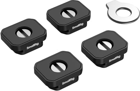 SmallRig Piastra di montaggio per fotocamera con attacco a slitta fredda (4 pezzi), magnete N52 integrato per microfono monitor a LED per fotocamera Gabbia Flash, per DJI Mic 2, con quattro viti da 1
