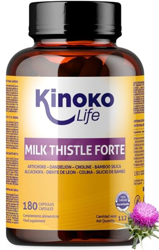 CARDO MARIANO FORTE - 180 Capsule (6 Mesi) - Con Carciofo, Tarassaco e Colina - Silimarina 80% (Estratto 25:1) - Complesso Detox Vegetale per Fegato e Digestione - Alta Concentrazione Kinoko Life