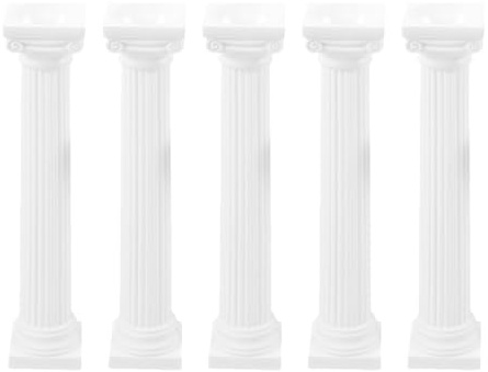 DOITOOL 5 Stück Pack Kleiner Römische Säulen aus Langlebigem Material 45 Zoll Weiße Tisch und Gartendekoration Vielseitige Fotorequisite für Selbstgemacht Sandtisch und Hochzeit