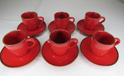 Generico Tazzine 6 da caffè, in ceramica, con piattino Concerto Corallo rosso