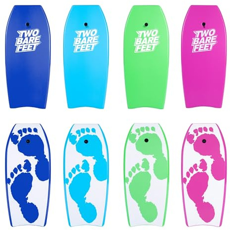 Two Bare Feet 37 Bodyboard with Leash – EVA Deck & HDPE Slick Bottom, Lightweight EPS Core Boogie Board for Kids & Adults, Beach Surf Board (37, Future Print Blue)
