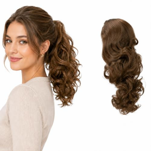 CAISHA 30cm Haarteil Zopf Haarverlängerung Gewellt Hellbraun PH206