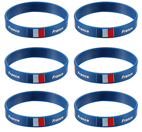 LUOEM Bracelets en Silicone Coupe du Monde Drapeau France Pays Bracelet Supporter Football 2018 WM 6 Morceaux France