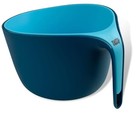 Tasty 2-tlg. Sieb-Set - Küchensieb & Schüssel ideal für Salat, Gemüse und Obst, platzsparend & spülmaschinengeeignet, Blau, 26x24x17cm, Blaues 2-teiliges Kunststoffsieb