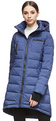 Orolay Women's Down Jacket Coat Mid-Length Blue L