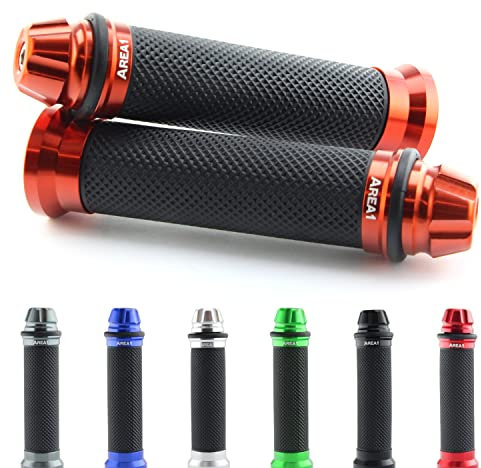 Area1 Empuñaduras Universales para Manillar de Motocicleta, 22+24mm, Punos para Scooter Agarraderas Moto 7/8, Antideslizantes, Dome Naranja, Compatible con KSR Aprila