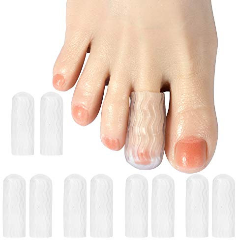 DYKOOK Silicone Toe Sleeve Caps 10 PCS - Middle Toe Cover Protector Bandage Thread Gel Toe Protectors