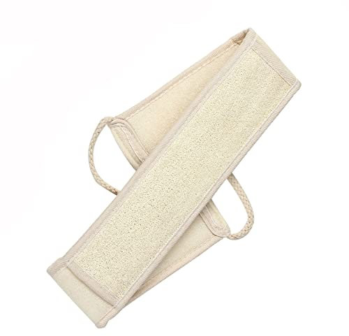Exfoliating Loofah Back Scrubber for Shower, Natural Luffa Loofah Pad Bath Brush Body Bath Sponge, Double Side Scrubbing Strap Back Washer for Men & Women (Back Scrubber)