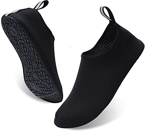 AUXDIQ Zapatos de Agua Hombre Mujer Escarpines Deportes Acuáticos Zapatos de Playa Calzado Surf Escarpines de Baño Negro 40/41 EU