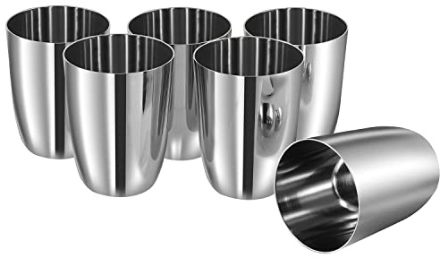 Vinod Edelstahlgläser, 6 Stück, unzerbrechliche und stapelbare Gläser, Camping, Wandern, wiederverwendbare Metallbecher für Wasser, Bier, Wein, kalte Getränke, Whisky und mehr, 10 oz Becher