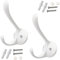 Aerzetix - C64371 - Set di 2 Ganci appendi da parete doppio 105x65x75mm interasse 36mm - gancio/appendiabiti sospensione cappello accappatoio bagno asciugamano doccia WC - in metallo - colore bianco