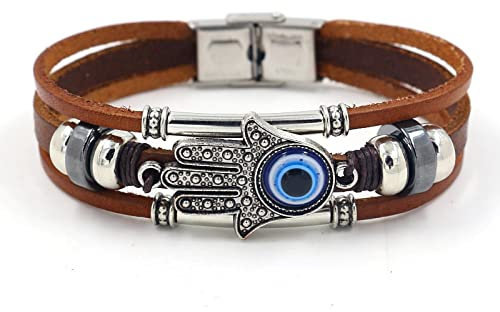 Bysonglezai Armband Herren Armbänder Armreif Damen Männer Geschenk Mehrschichtiges Lederarmband Sun Flower Leaf Charm Armband Geschenk Fatimahand
