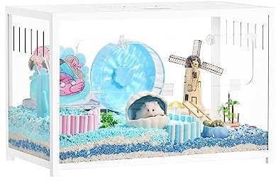 BUCATSTATE Hamster Cage Metal 2.0 - Small Animal Habitats Large Stackable with Top Access Easy Assemble 31.4L*17.6W*20H Inches Dwarf Syrian Hamster House for Guinea Pig, Gerbil (552sq inch White)