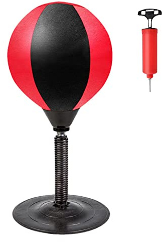 Fulenyi Punching Ball Bureau - Frappe, Ballon Boxe Anti-Stress, Ballon Frappe Anti-Stress, Speed Ball avec gonfleur Inclus. Dimension : 37 x 17 x 17,5 cm