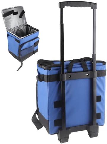 Rollende Kühltasche auf Rädern Cart, 35L Tragbare Kühltasche isoliert, Zusammenklappbar Wasserdicht Auslaufsicher Weiche Kühltasche für Picknick Camping Strand Reisen Outdoor