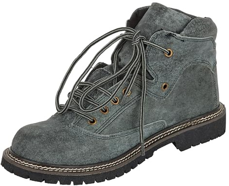 TR Martha Premium traditionella herrskor – modern traditionell sko – läderskor för Oktoberfest – havrelskor för män, grå, GRÅ, 46 EU