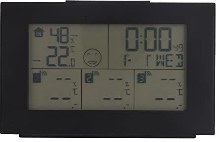 Pssopp 3 Channel Weather Clock, Temperature Humidity Monitor Weather Forecast Clock Weather Station for Home Garden