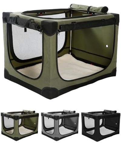 Veraste 42 x 31 x 31 in 4-Door Collapsible Soft-Sided Mesh Dog Crate, Green