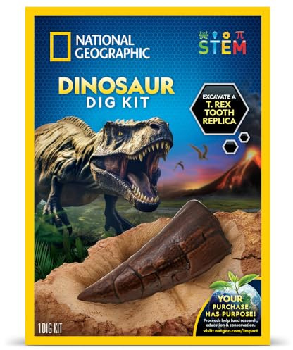 Giochi Preziosi National Geographic - Grävningssats med mejsel för att upptäcka en T-Rex-tand! Ange dinosauriernas sätt, bli paleontolog, inkluderar pensel och förstoringsglas