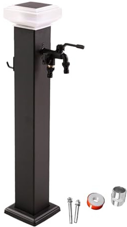 LXRHLIKG Fontana da Giardino Esterno con Luce Solare, Colonna d'Acqua Verticale Antigelo in Acciaio Inossidabile 304 con Design a Gancio(80cm/31in)
