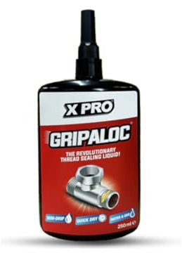 Mika & Lily XPRO Gripaloc Liquid PTFE Thread Sealant & Thread Locker 250ml | Professional 250ml non-drip anaerobic sealant for metal fittings, radiator valves, gas and potable-water applications