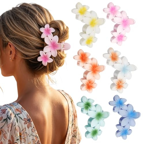 FFWTPY 6 Piezas Pinzas Flores Tropicales Horquillas Hawaianas Multicolores Accesorios Cabello Mujer Clips Peinado Verano