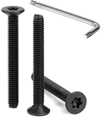Tunejoy 30 Stück M4 x 35 mm Senkkopfschrauben Torx Schwarz Senkschrauben Edelstahl A2 V2A Maschinenschrauben Senkkopf Innensechskant Vollgewinde mit T20 Inbusschlüssel