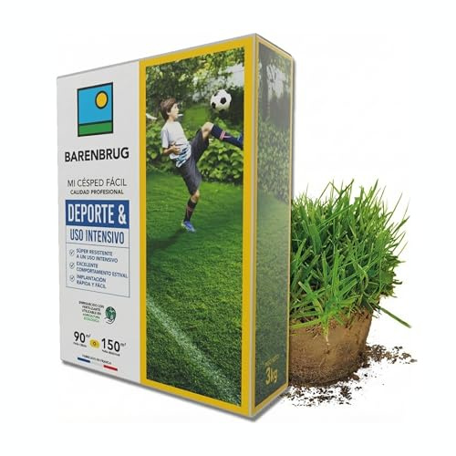 Barenbrug - Césped Deportivo y de Uso Intensivo - Súper Resistente - Excelente Comportamiento en Verano - Implantación Rápida y Fácil - Fabricado en Francia - 3 Kg