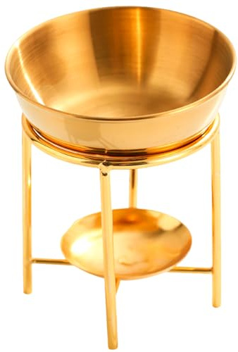 Brenner für ätherische Öle Ölbrenner aus Edelstahl für ätherische Öle robuste Vierbeinbrenner Goldener Teelichtwärmer für die Dekoration von SPA-Ferienhäusern und Schlafzimmern