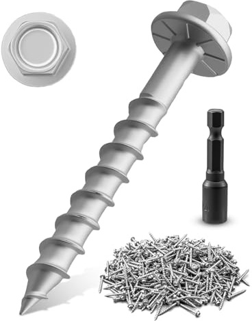 500PCS Connector Screws, 9 x 1-1/2 Heavy-Duty Joist Hanger Screws for Wood Framing Decking Connections, 1/4 Hex Head Mechanical Galvanized