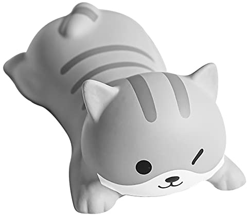 Maus Handgelenkauflage, 12,5 x 6,5 cm PU Weiches Cute ​​Tastatur Handauflage Ermüdungslinderung Ergonomisch Handgelenkstütze Pad für Home Büro Schule, Stress Abbauen (Graue Katze)