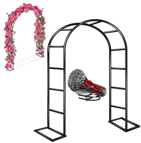 Générique Arche de Jardin en Métal, Arche Rosier de Robuste, 140 180 200 240 280 300 350cm Arceau à Rosier, tonnelle pour Grimper, vignes et Plantes, Mariage, décoration de fête(Noir,W180 X H220cm)