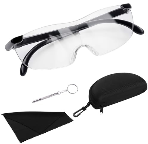 Lunette De Loupe Grossissante 300%, sur-Lunette Loupe Mains Libres Anti Lumière Bleue, Lunette Loupe Grossissante, Lunette Loupe pour Lecture De Près, Travail De Précision, Couture, Broderie, Seniors