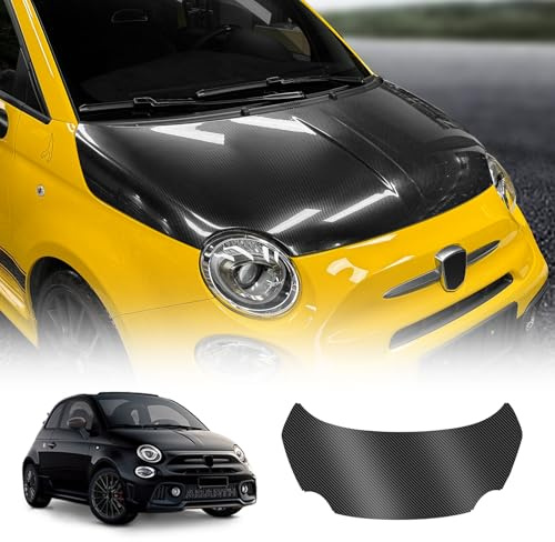 FDAIUN For Fiat 500 2008-2024 Abarth 595 695 2012-2024 8.5 mil TPU PPF Pre-Cut Self-Adhesive Car Interior Glossy Black Carbon Fibre Paint Protection Film Accessories Bonnet 1 Piece