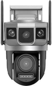 KVBRUI Telecamera IP con Scheda SIM 4G da 12 MP, 2 obiettivi, 3 fotogrammi, PTZ, monitoraggio Automatico, Visione Notturna HD 6K, rilevamento Umano, PIR(US Plug_4G CCTV 32 Card)