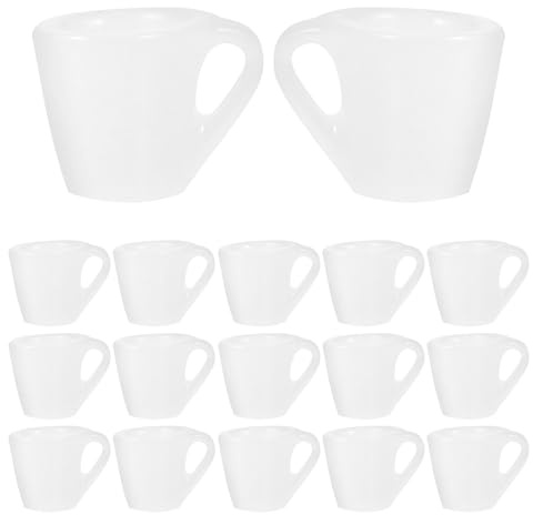 LRXIYODE 20pcs White Miniature Tea Cups Mini Dollhouse Coffee Mugs Tiny Resin Mini House Photo Props for Dollhouse Decor and Collectible Accessories