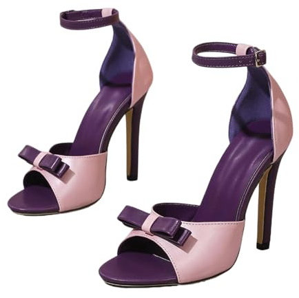 Sandali a Spillo con Cinturino alla Caviglia Lilla da Donna Taglia Piccola - Tacchi da Sera Formali per Matrimoni e Appuntamenti serali,Viola,37 EU