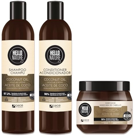 P-Beauty Naturkosmetik Shampoo + Conditioner + Haarmaske Kokosöl - Feuchtigkeit & Repair - Haarshampoo Haarspülung Haarkur trockenes & strapaziertes Haar - Haarpflege ohne Silikone, Parabene, Sulfate